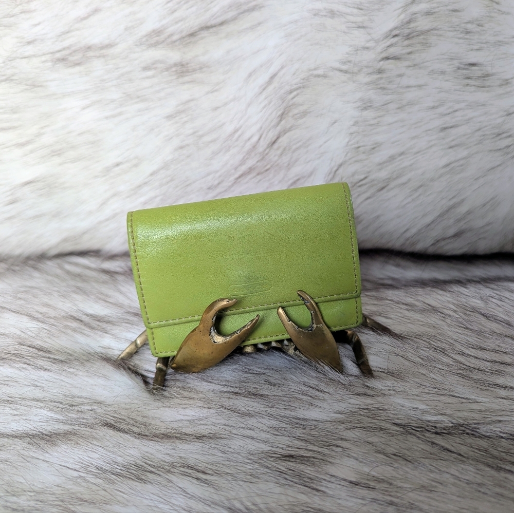 Coach Green Wallet with Gold Accents